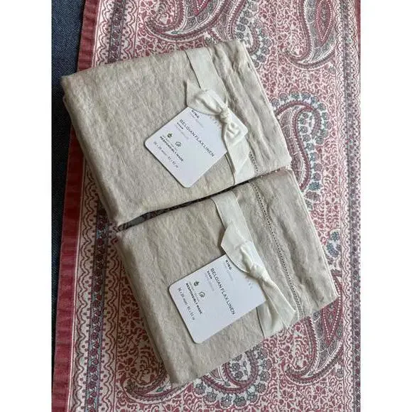 Set of TWO Pottery Barn King Size Belgian Flax Linen Pillow Shams NWT - Picture 4 of 6